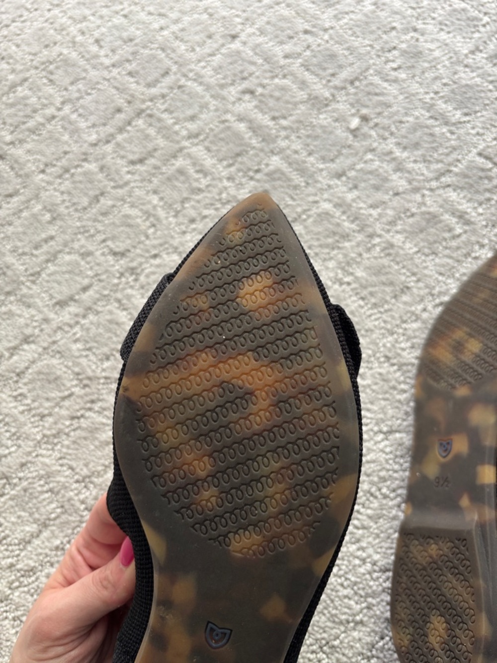 Rothy’s The Emblem Point II Black Flat with Gold Buckle - Picture 9 of 11